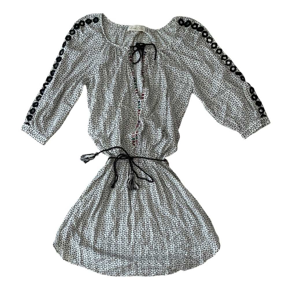 Love Sam Black and White Embroidered Peasant Dress Size XS